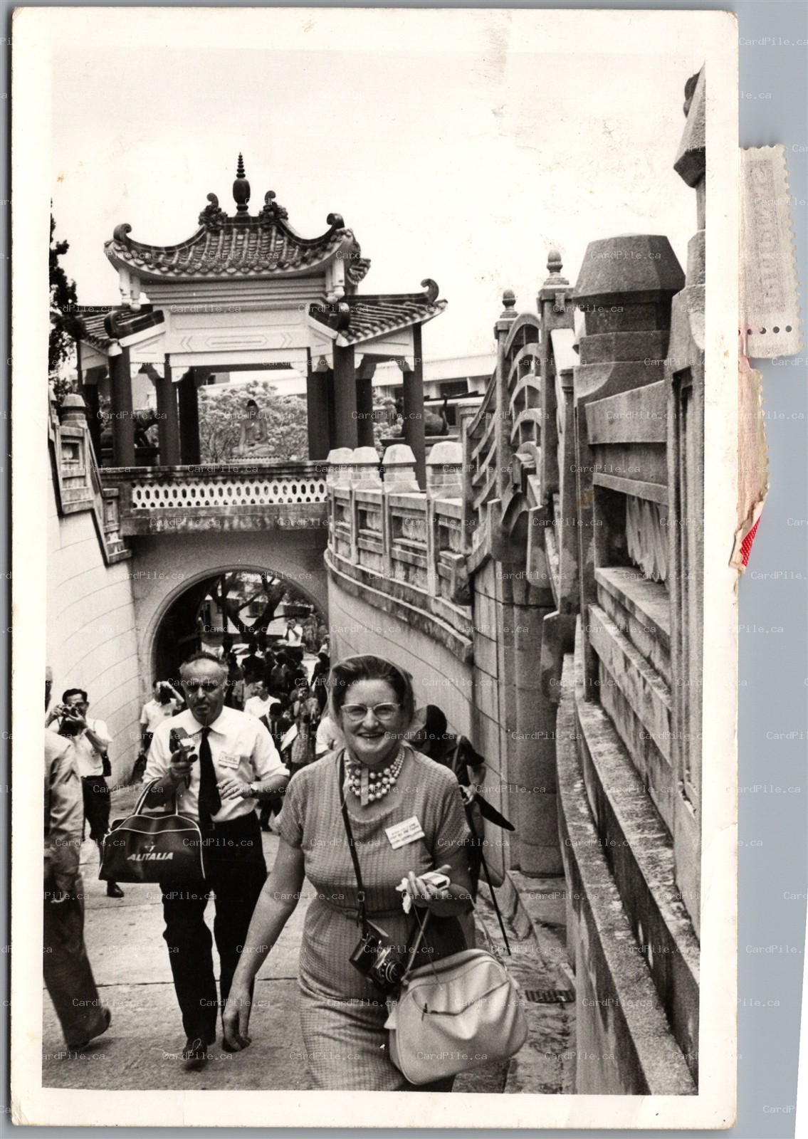 RPPC c1968 Hong Kong Tiger Balm Gardens Old Cameras Alitalia Philippine Stamps