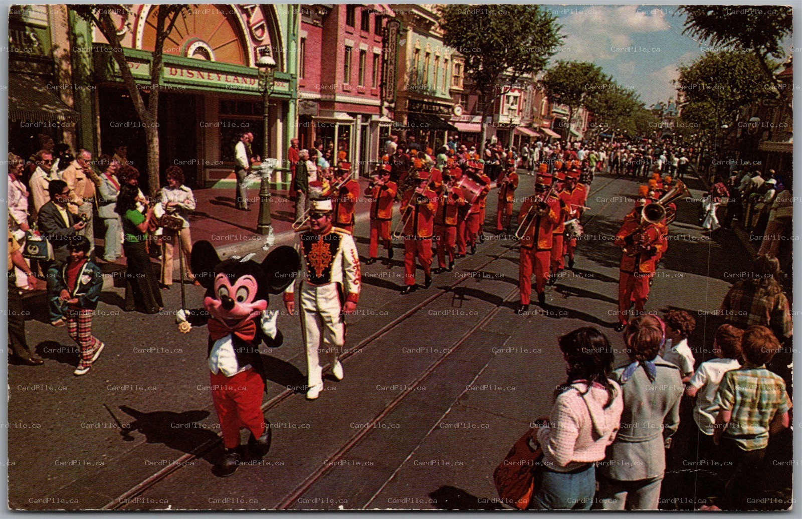 Postcard Disneyland California 1977 Mickey Mouse Marching Band Main Street