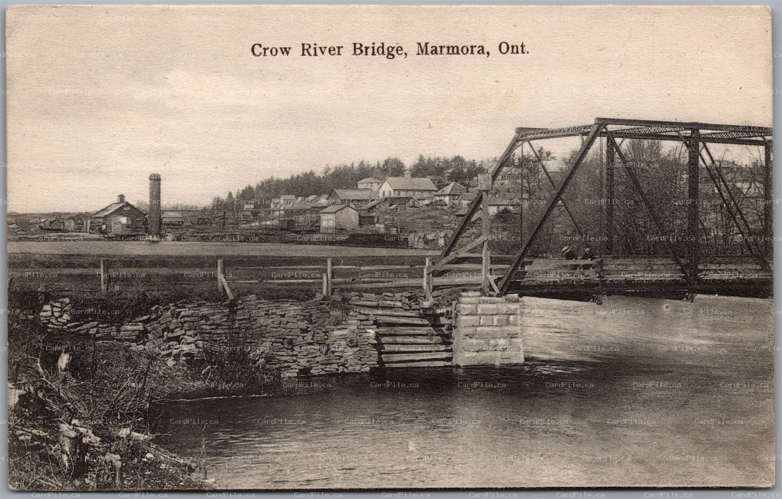 Postcard Marmora Ontario c1910s Crow River Bridge Hastings County by Pugh