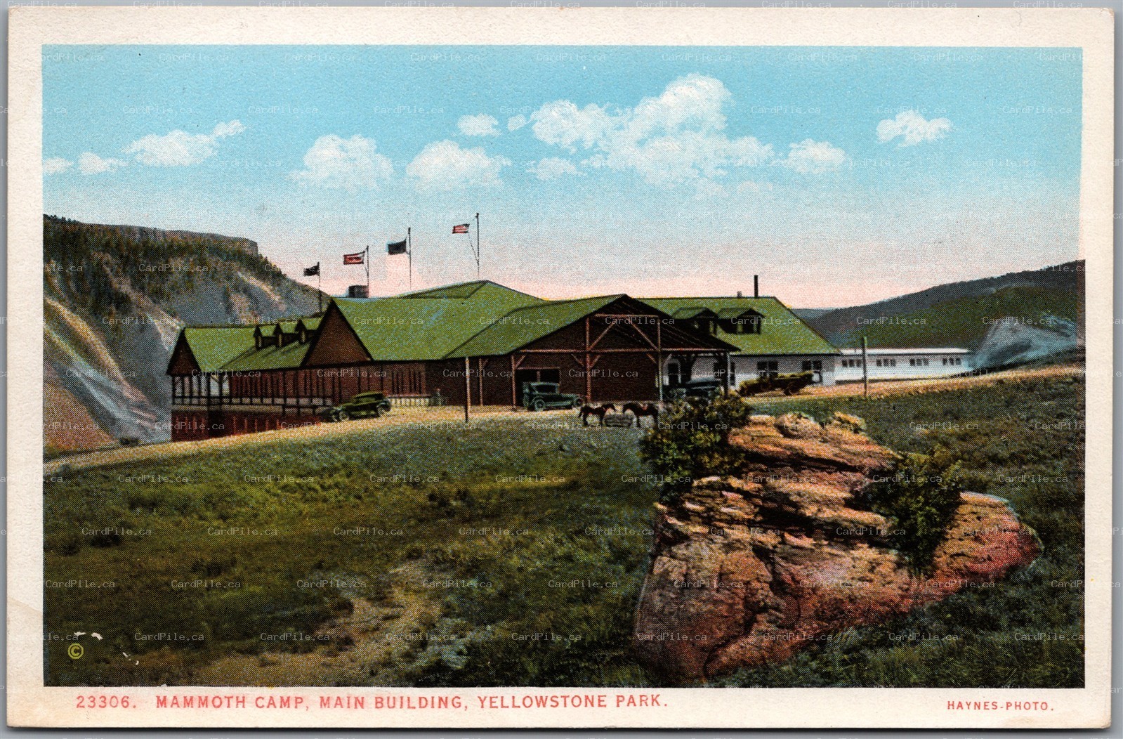 Postcard Yellowstone National Park Mammoth Camp Main Building Haynes 23306