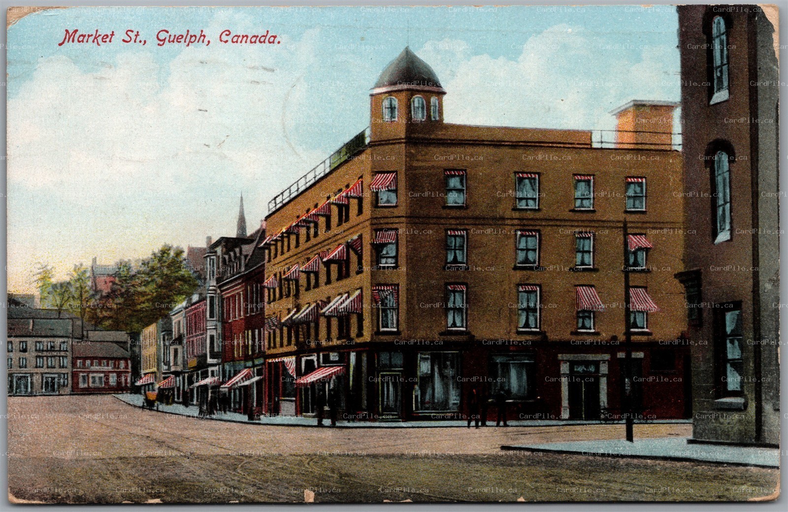 Postcard Guelph Ontario c1911 Market Street View to Lemberg Saskatchewan