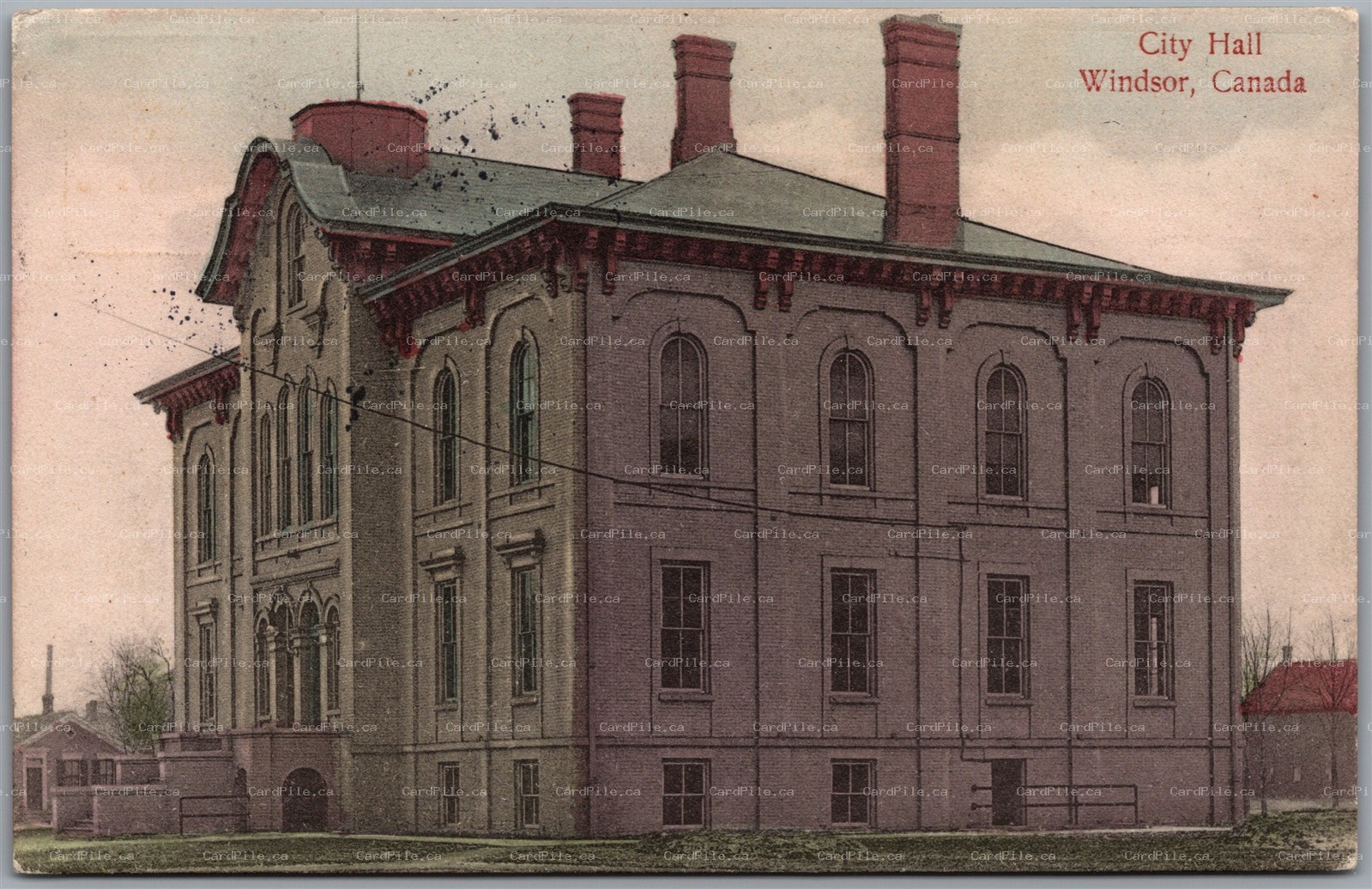 Postcard Windsor Ontario 1906 City Hall Essex County