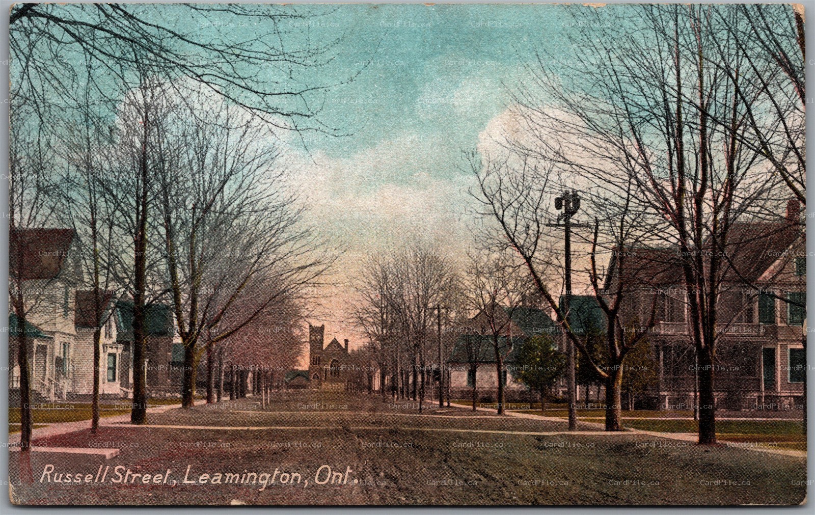 Postcard Leamington Ontario c1910s Russell Street View Essex County by Pugh