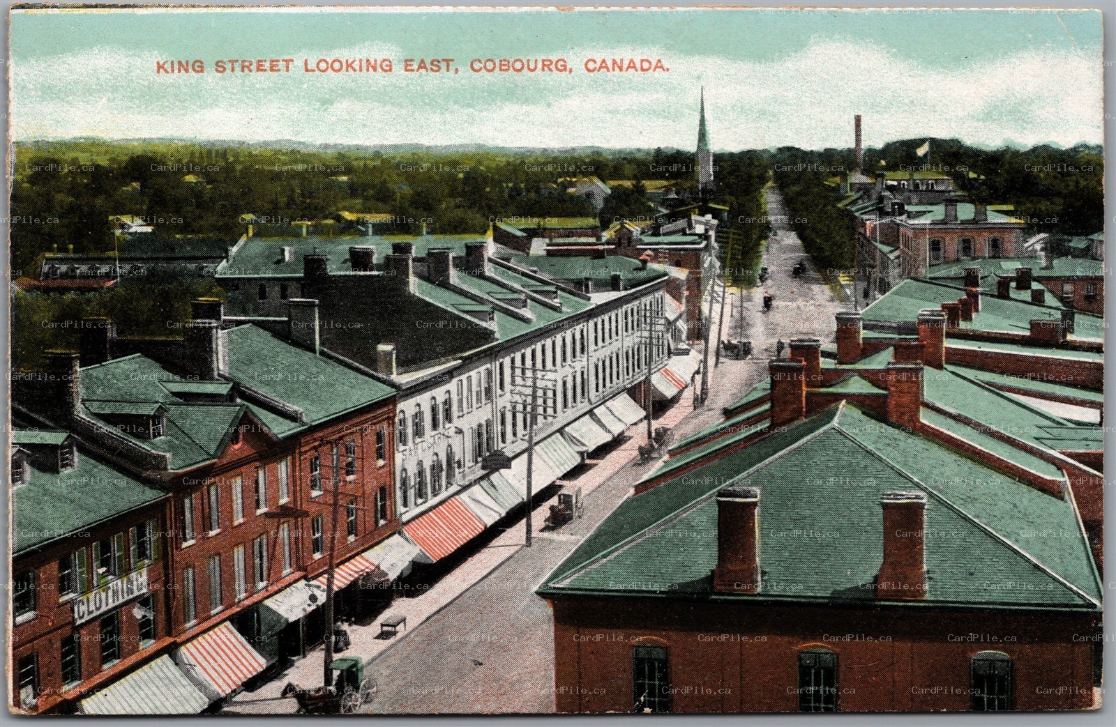 Postcard Cobourg Ontario c1910s King Street Birds Eye View by Nerlich
