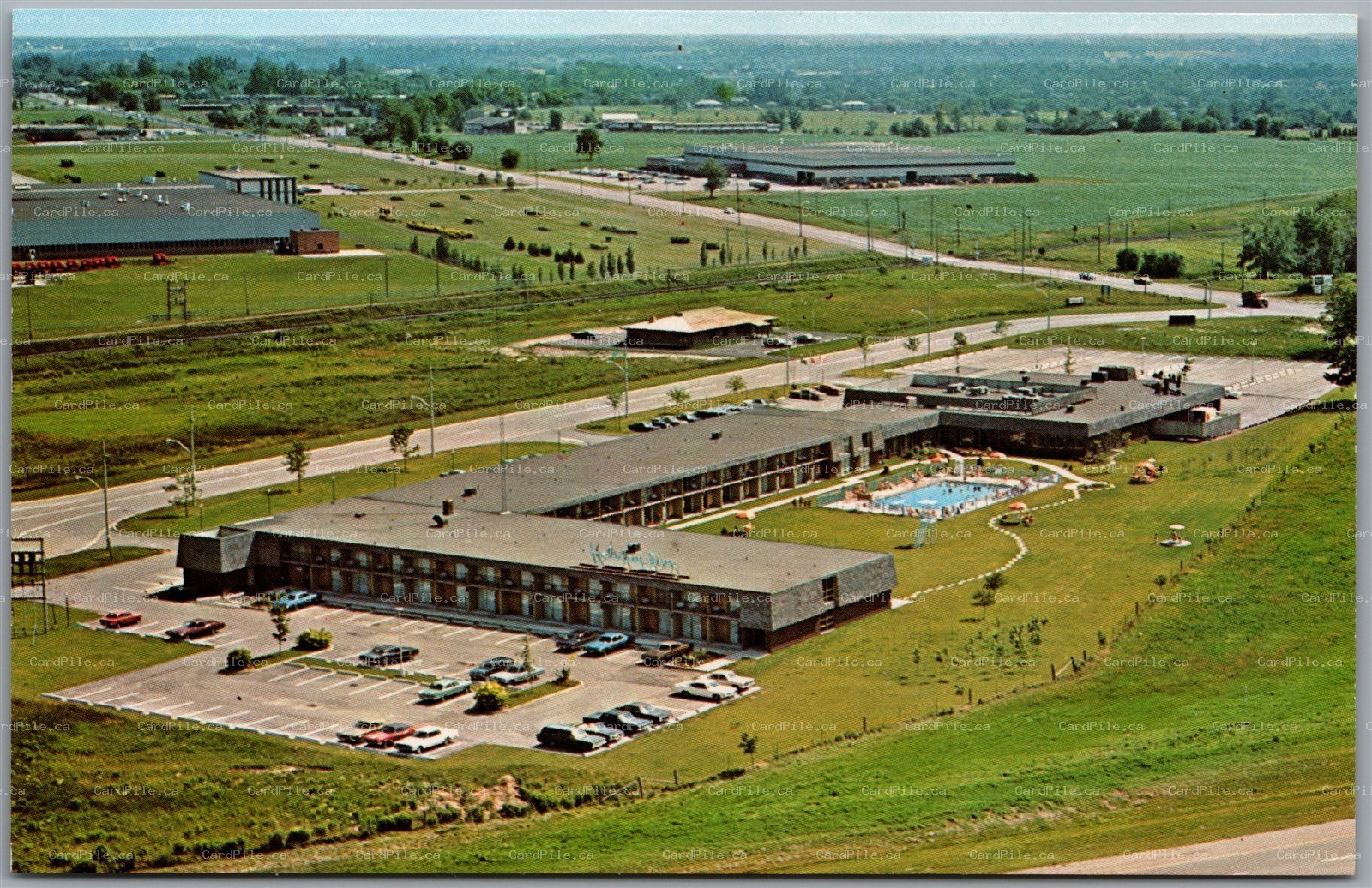 Postcard Brantford Ontario c1970s Holiday Inn Aerial View Hwy 403 and Park Road