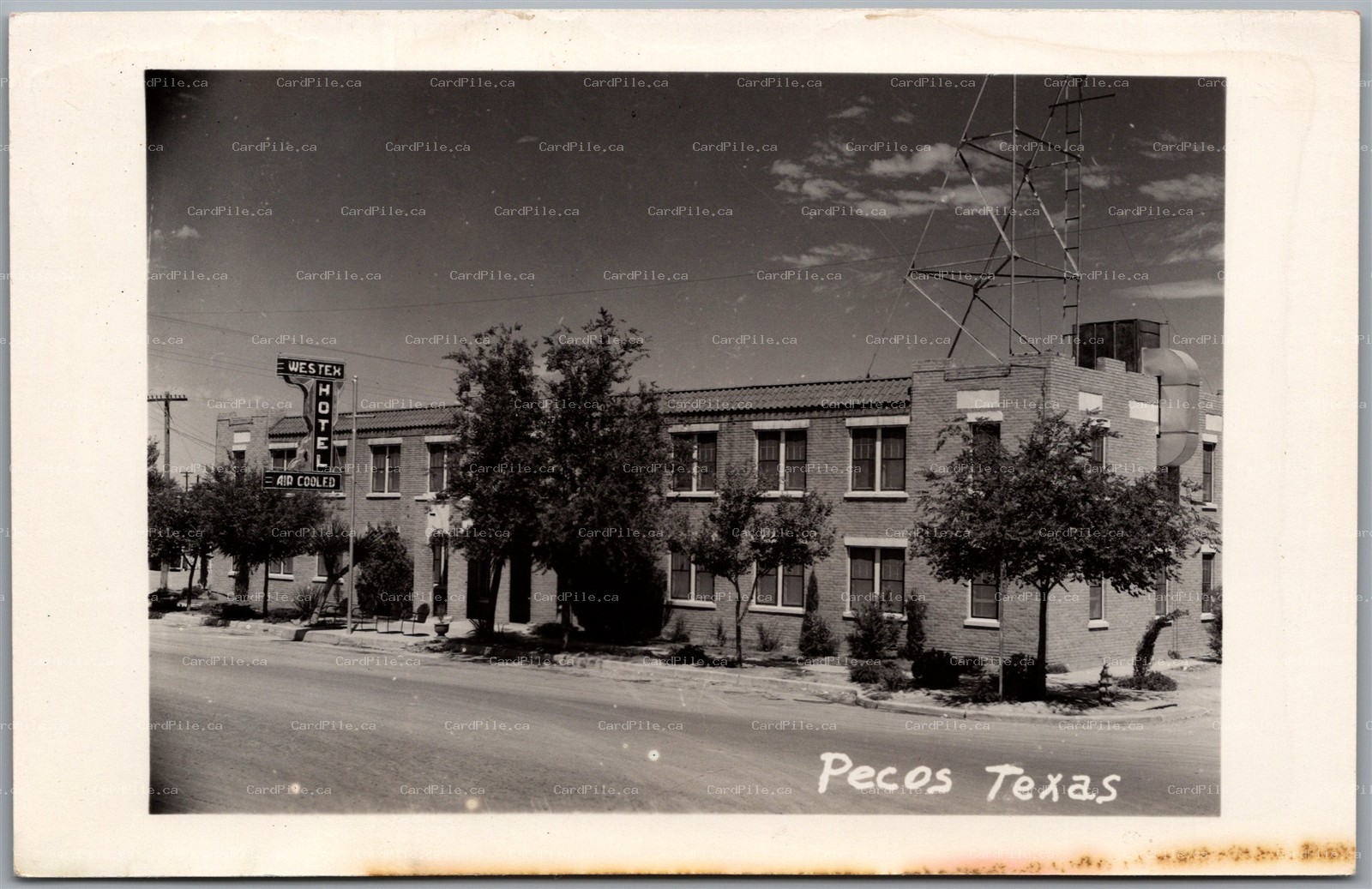 Postcard RPPC Pecos Texas c1940s Westex Hotel Air Cooled Reeves County