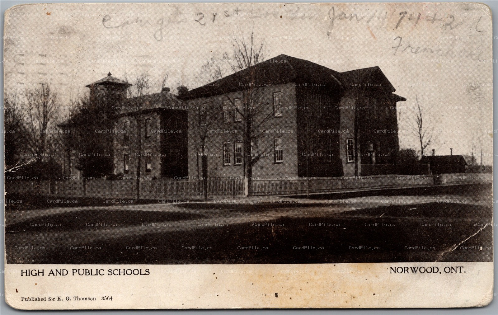 Postcard Norwood Ontario c1907 High and Public Schools