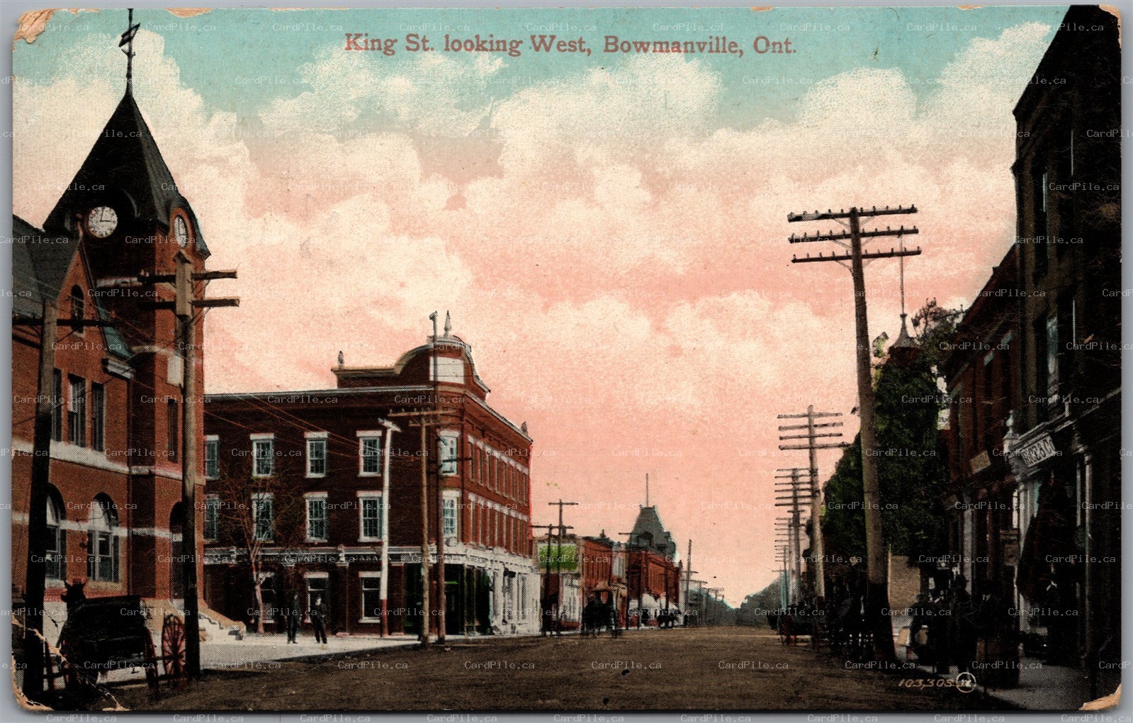 Postcard Bowmanville Ontario c1909 King Street Looking West