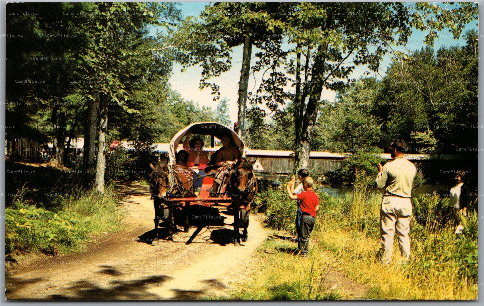 Postcard Bracebridge Ontario Santa's Village Covered Wagon Muskoka