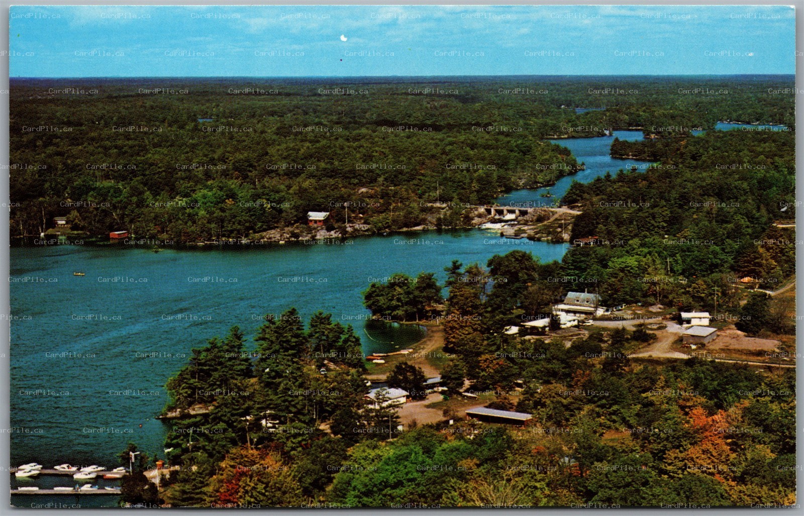 Postcard Port Severn Ontario Whitestone Lodge Trent Waterway Scenic Aerial View