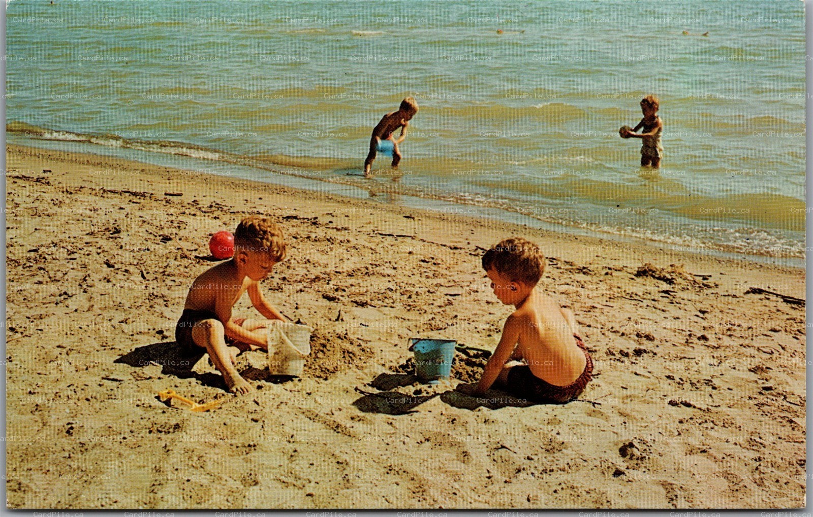 Postcard Greetings from Woodland Beach Ontario Georgian Bay Resort Split Ring