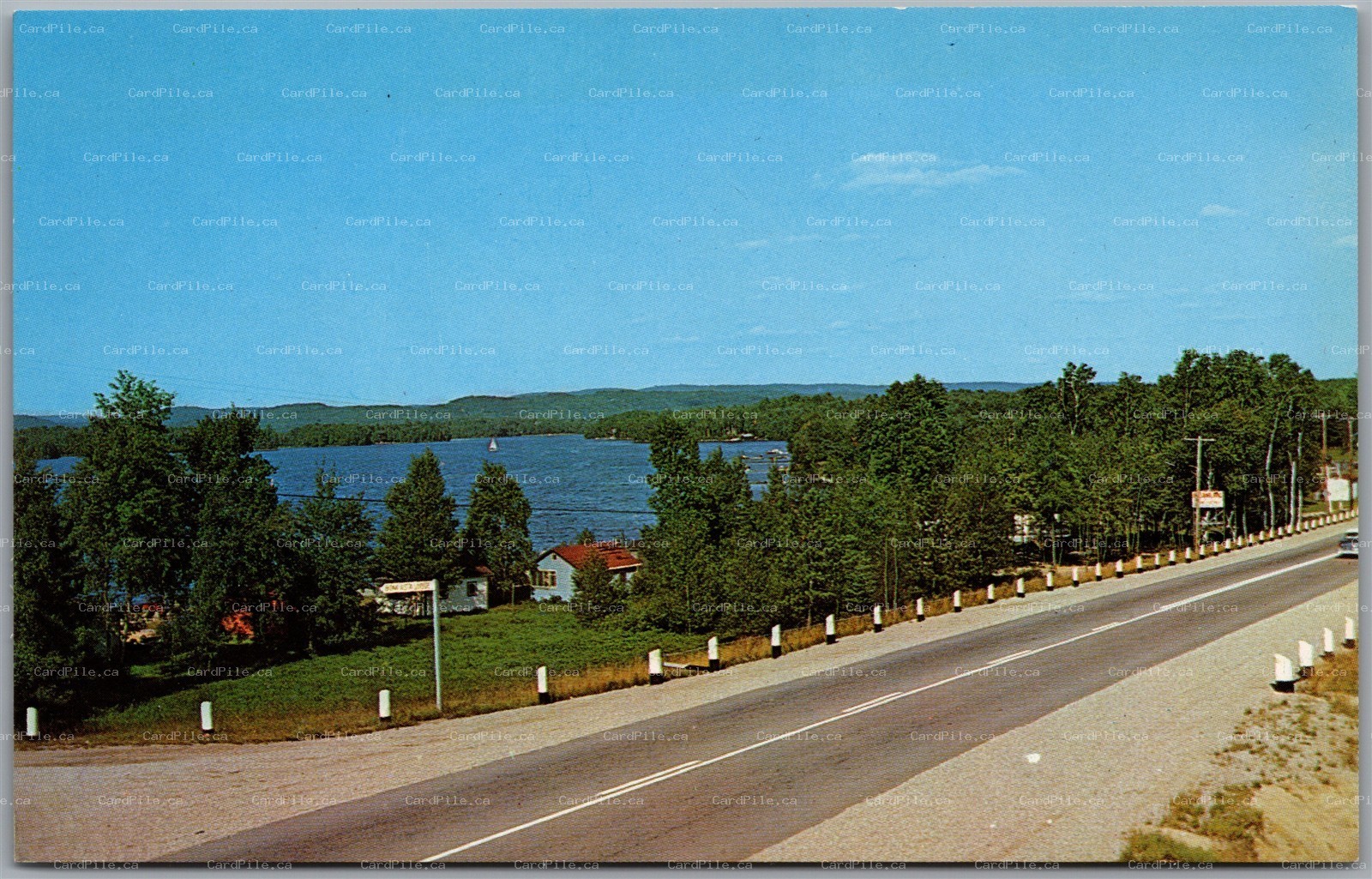 Postcard North Bay Ontario Trout Lake Dugas Bay Champlain Trail Scenic View