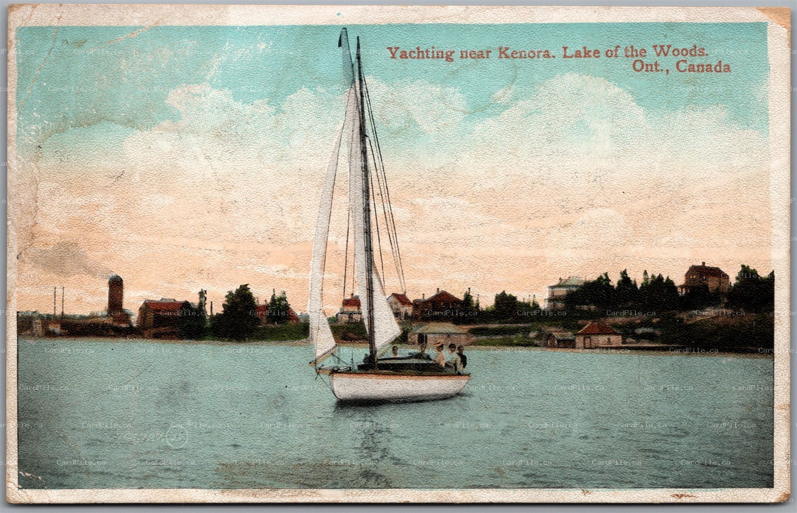 Postcard Kenora Ontario Yachting Lake of the Woods Sailboat