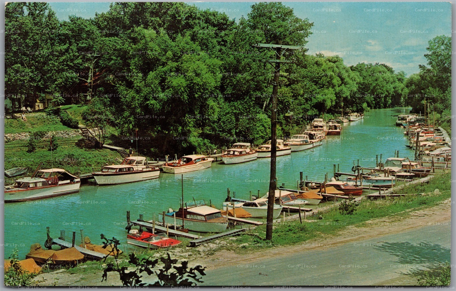 Postcard Grand Bend Ontario c1975 Yachts Aux Sables River Scenic View Boats