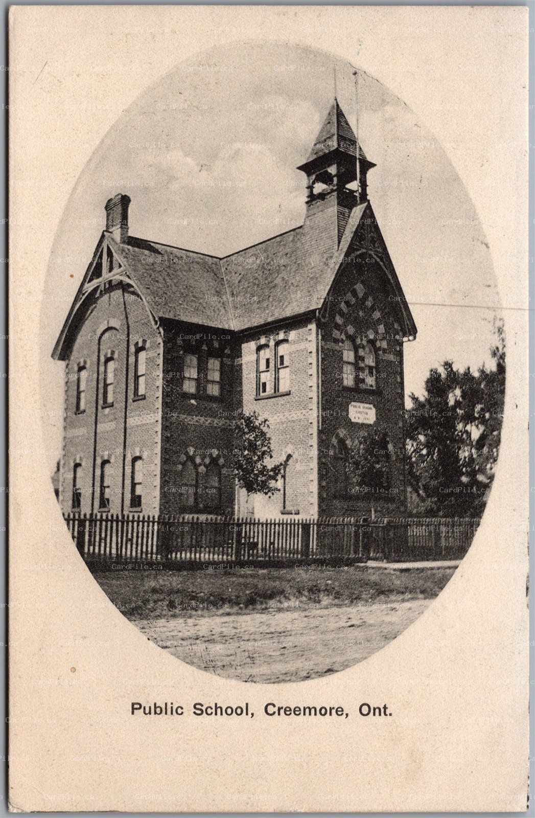 Postcard Creemore Ontario c1907 Public School Simcoe County