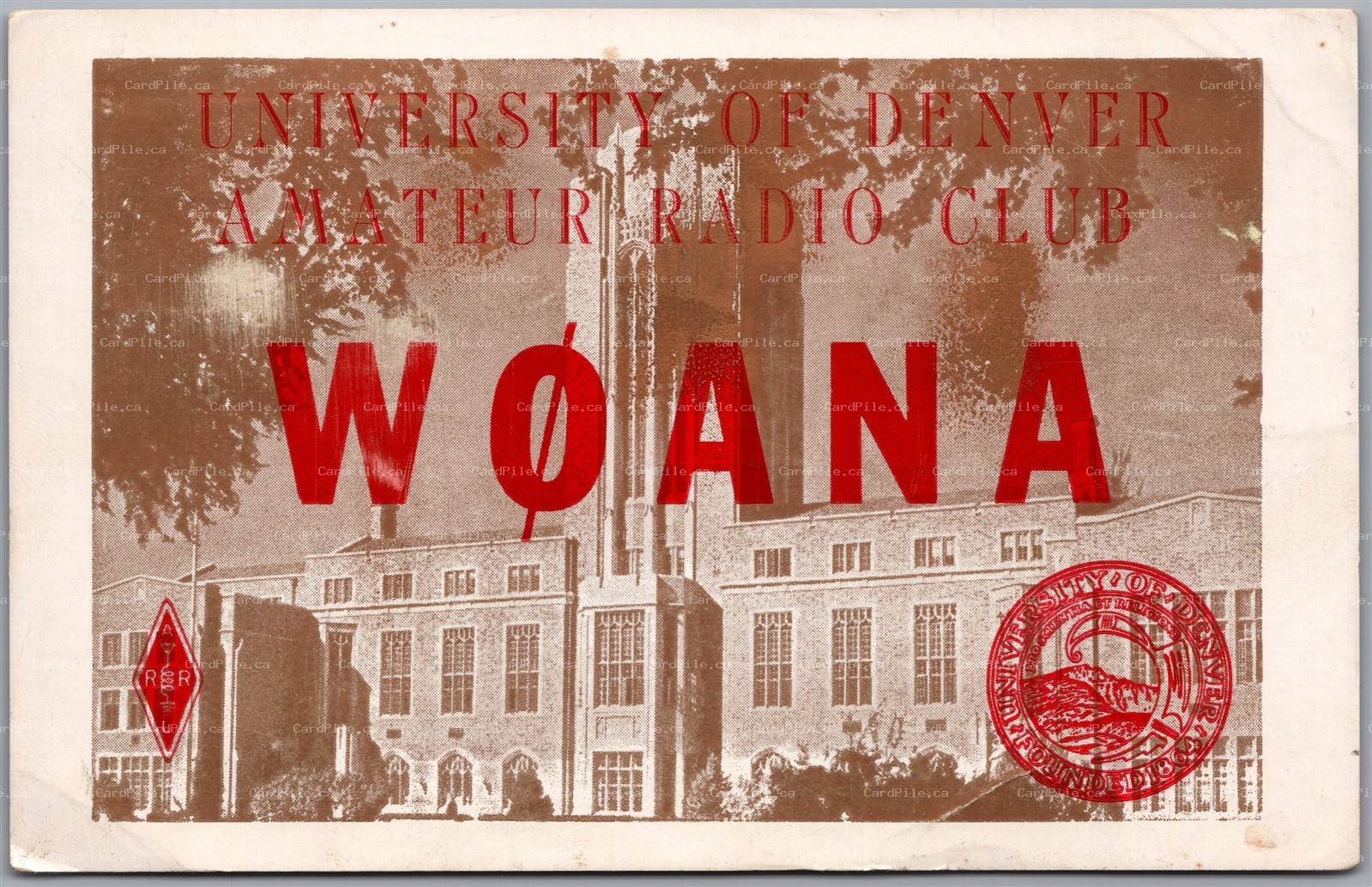 Postcard Denver Colorado c1964 University Amateur Radio Club QSL Card W0ANA