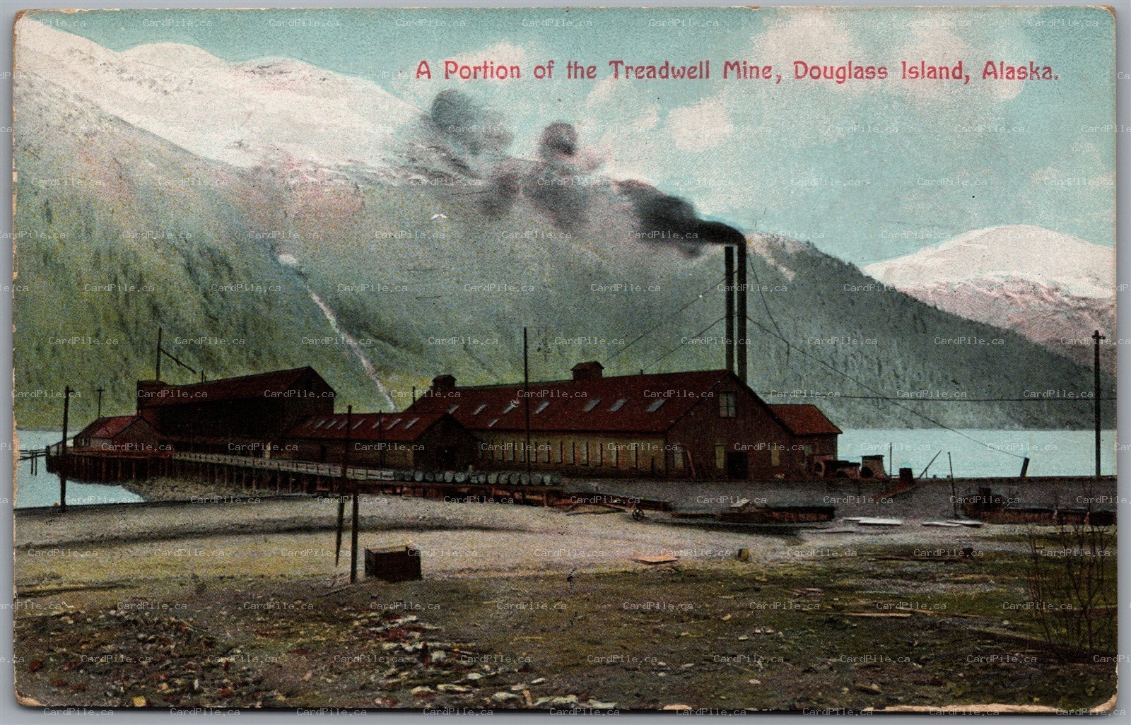 Postcard Douglas Island Alaska A Portion of the Treadwell Mine Stamp Mill