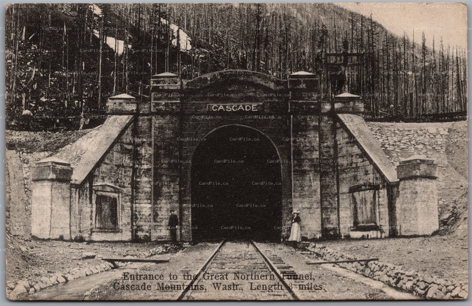 Postcard Cascade Mountains Washington Great Northern Railroad Tunnel Entrance