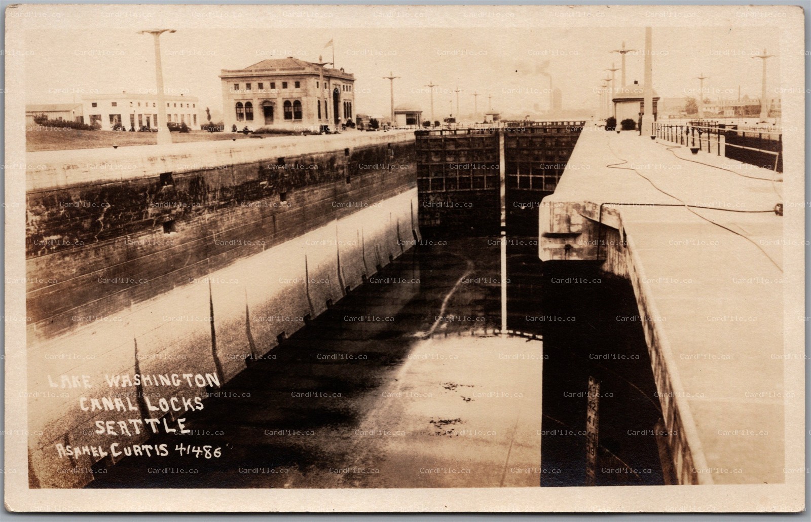 Postcard RPPC Seattle Washington Lake Washington Canal Locks by Asahel Curtis