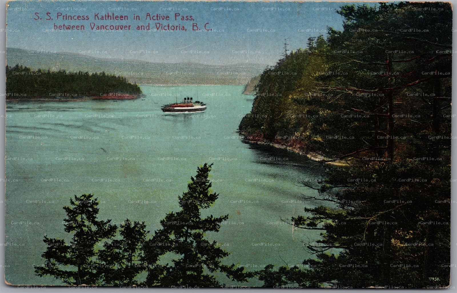 Postcard Active Pass British Columbia SS Princess Kathleen Steamship Scenic View