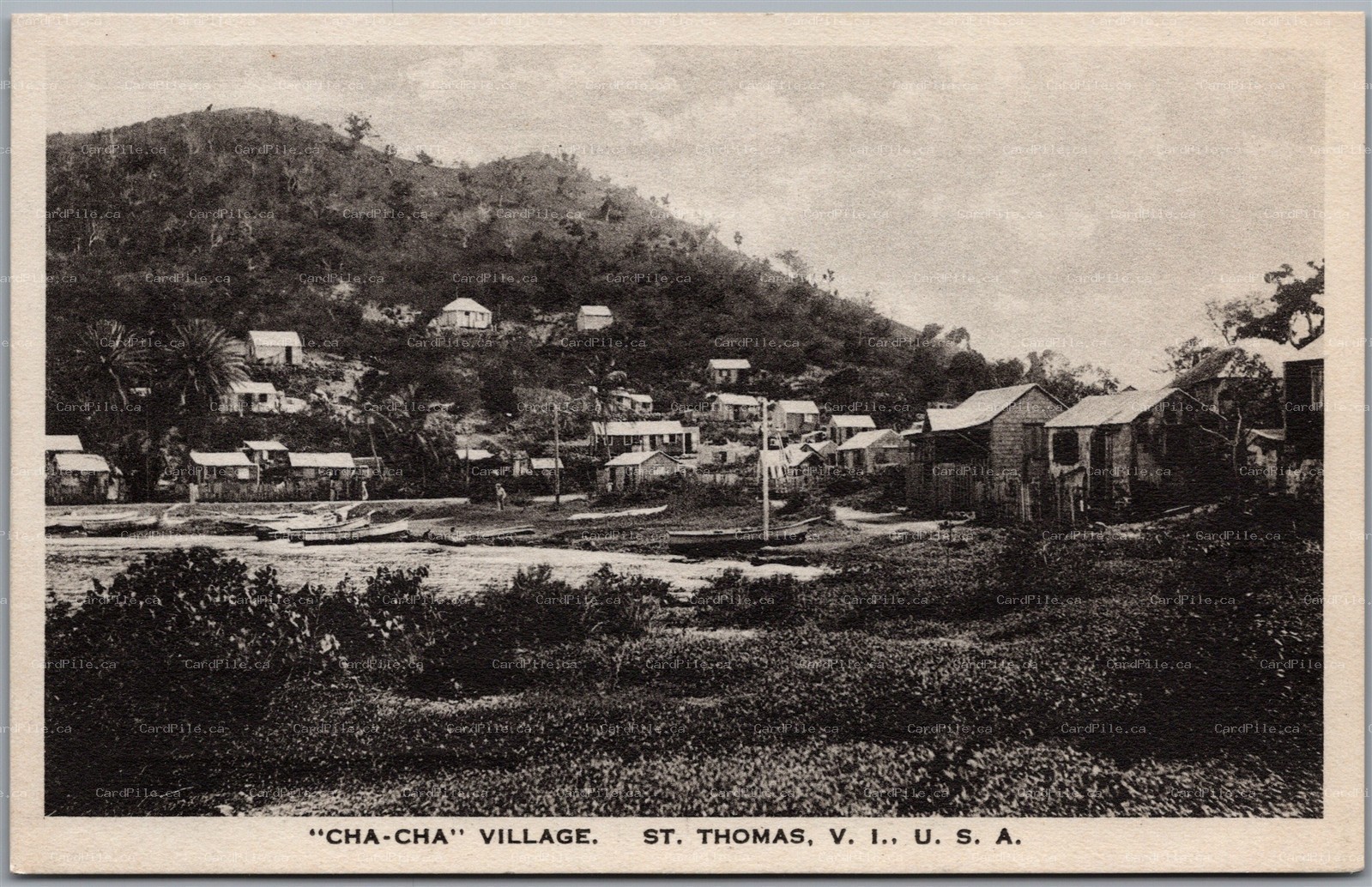 Postcard St Thomas Virgin Islands Cha-Cha Village Fishing Boats