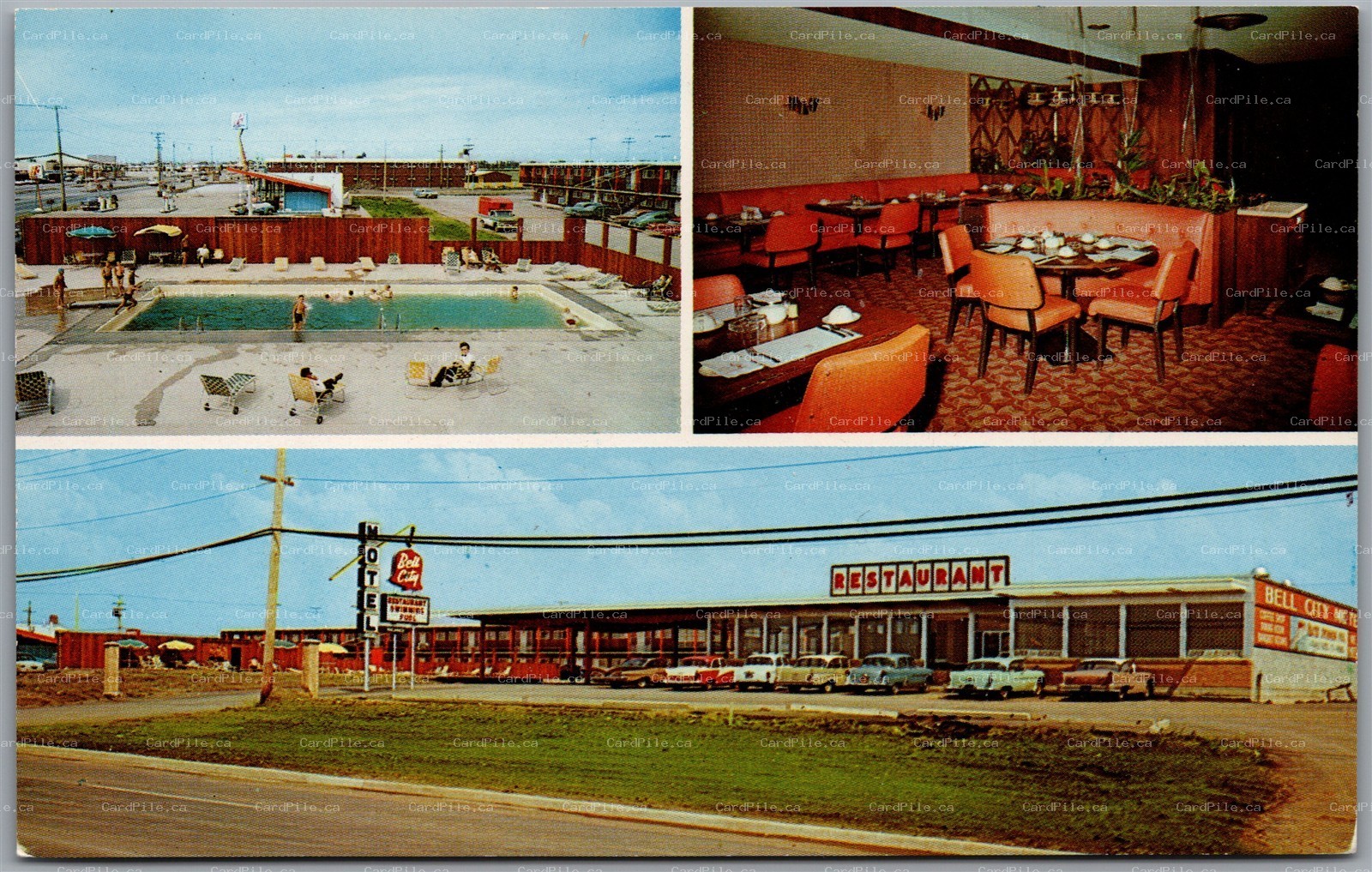 Postcard Regina Saskatchewan 1966 Bell City Motel Multiview Pool Restaurant Cars