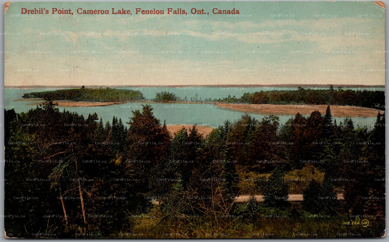 Postcard Fenelon Falls ONT Drehil's Point Cameron Lake Lindsay & Haliburton MC
