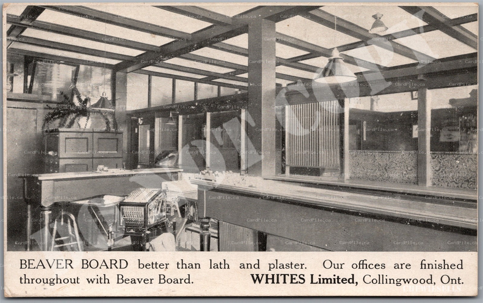 Postcard Collingwood Ontario Whites Limited Beaver Board Advertising Simcoe Co.