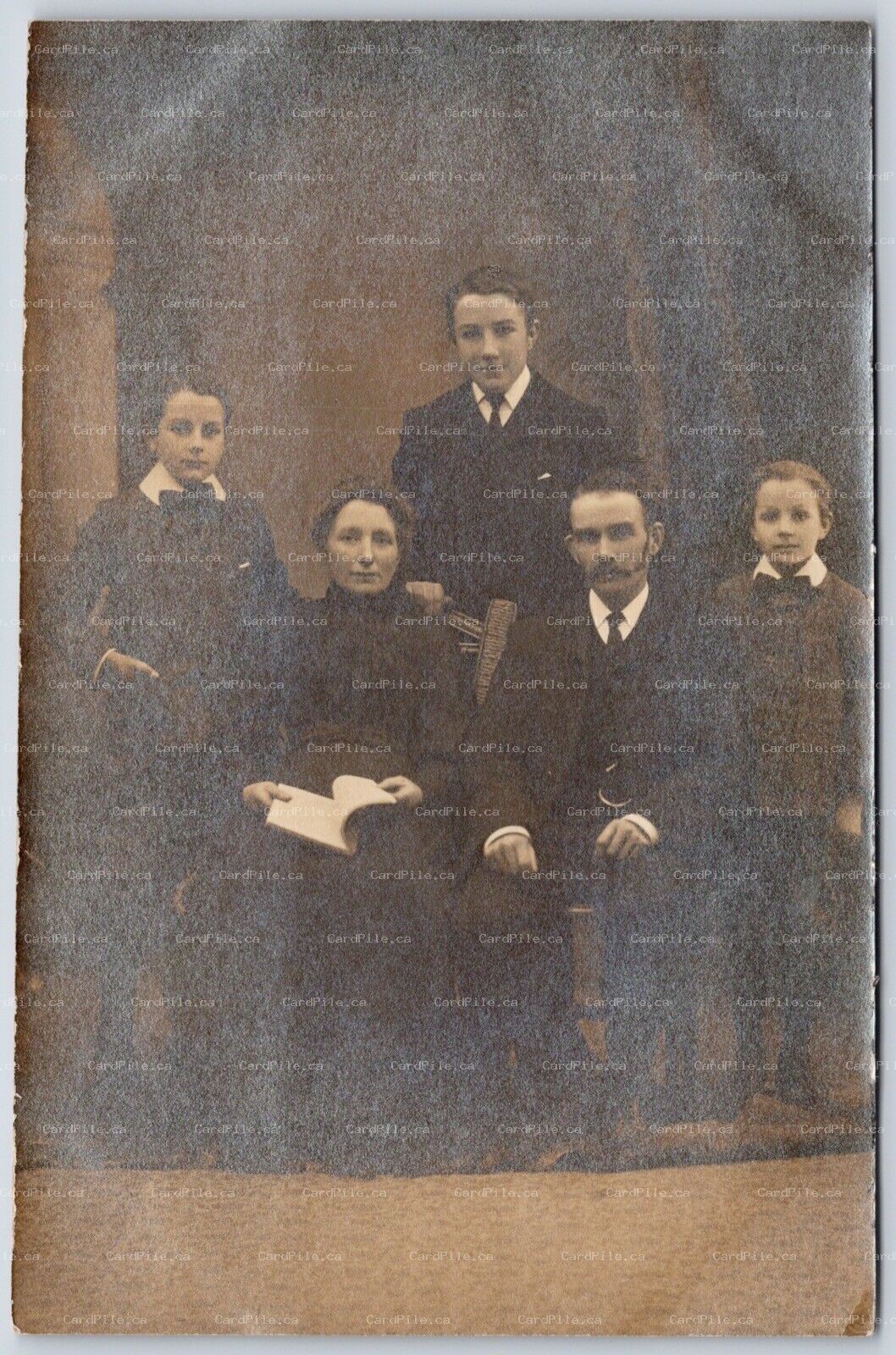 Postcard RPPC c1910s Studio Photo of Family Named Children Wheeler