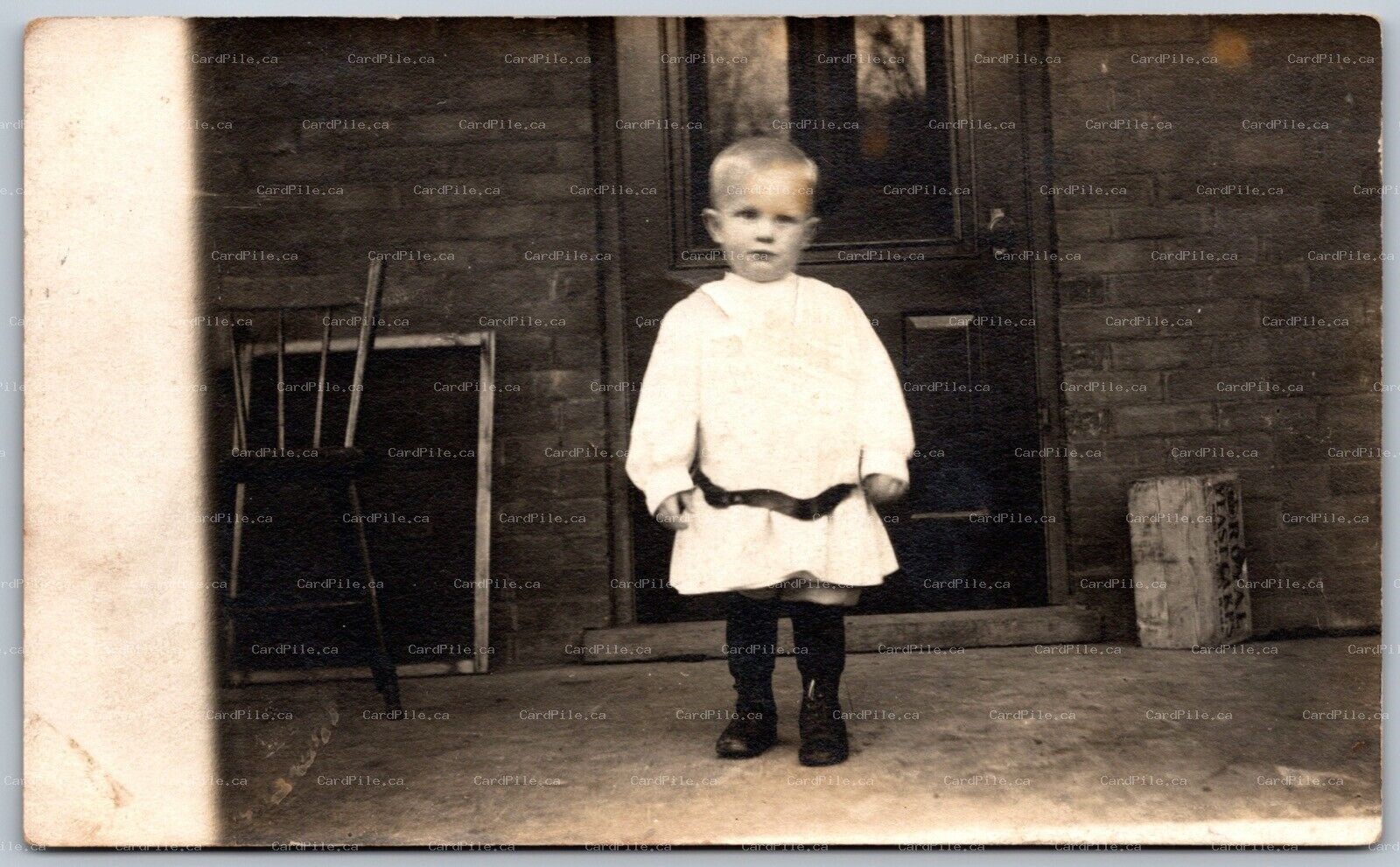 RPPC 1910 Photo Young Boy Wesley Split Ring Neusdat ONT Royal Yeast Cakes Crate