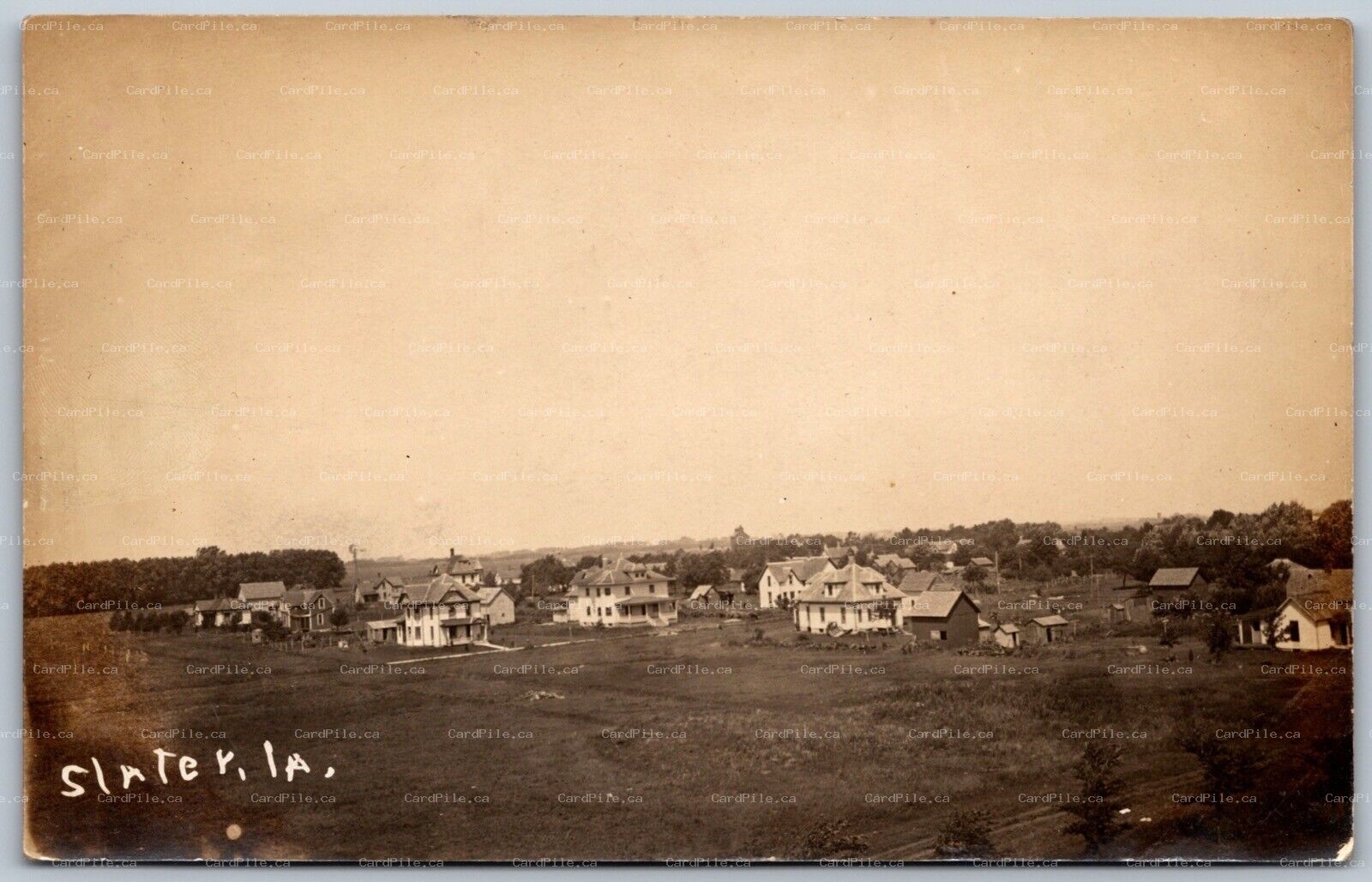 Postcard RPPC c1907 Slater Iowa View of Southern Town Houses Story County