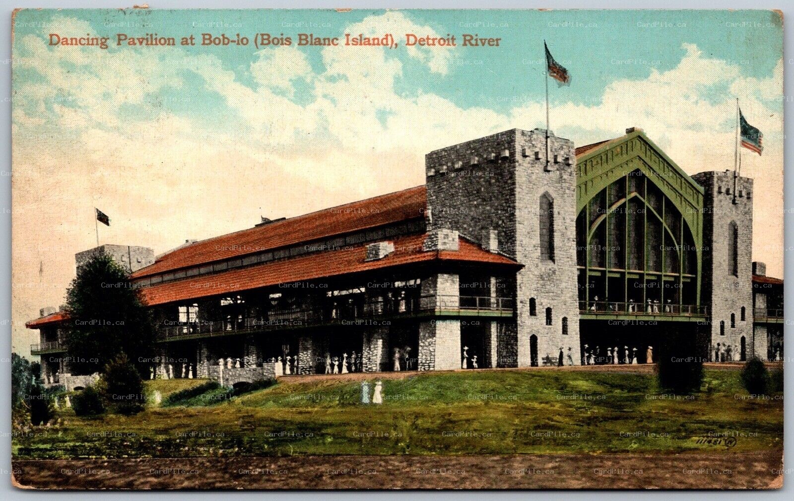 Postcard Bob-Lo Ontario 1914 Bois Blanc Island Dancing Pavilion on Detroit River