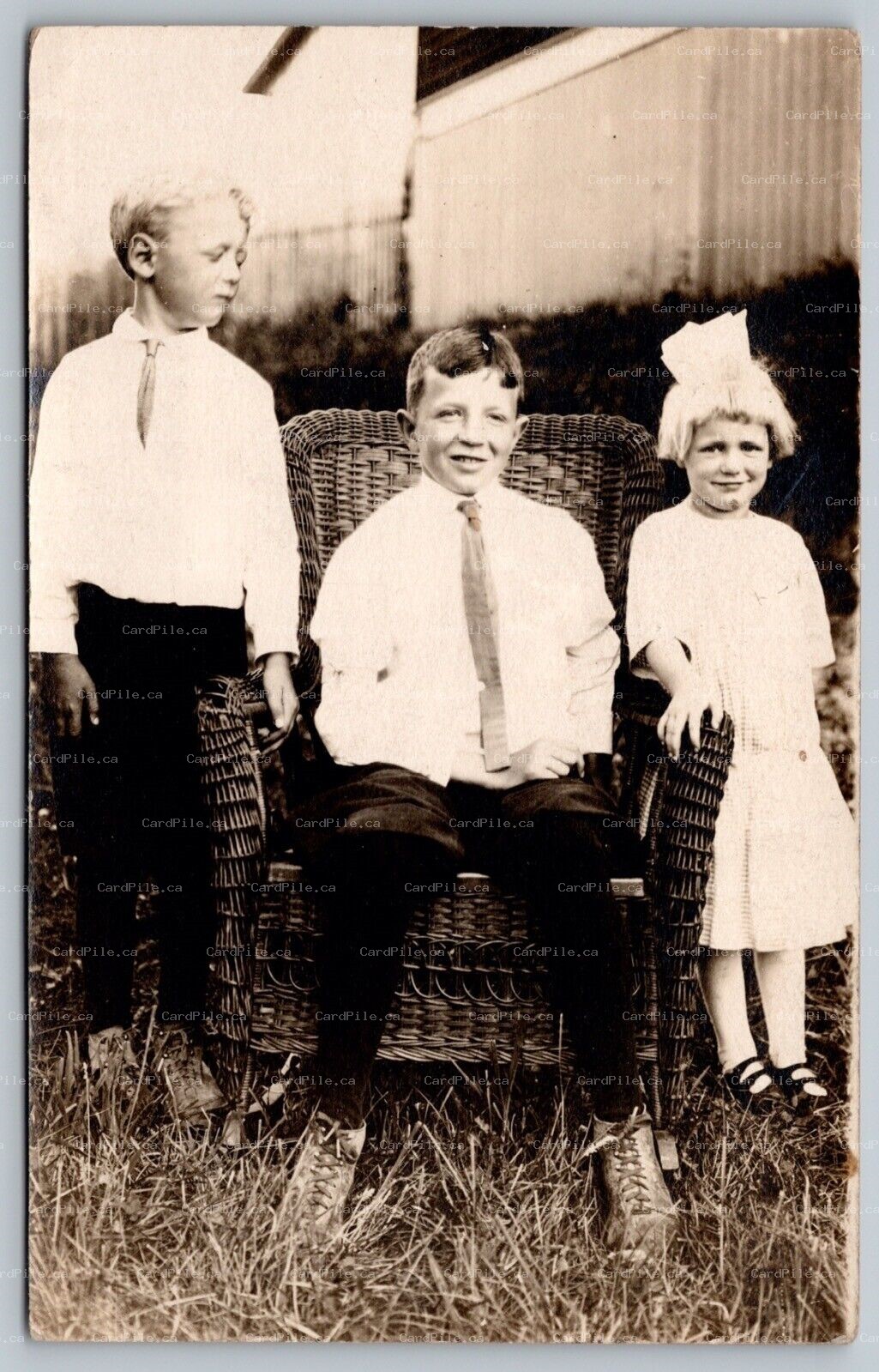 Postcard RPPC c1910s Photograph of Three Children Dressed Identified A