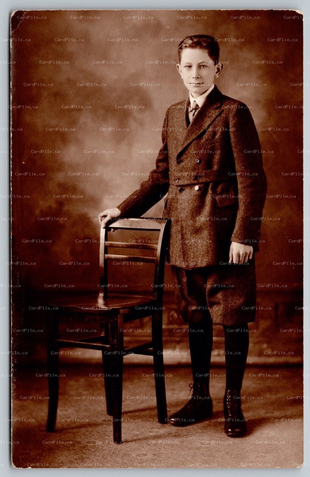 Postcard RPPC c1910s Canada Studio Photo of Young Boy Dressed Peticoat 