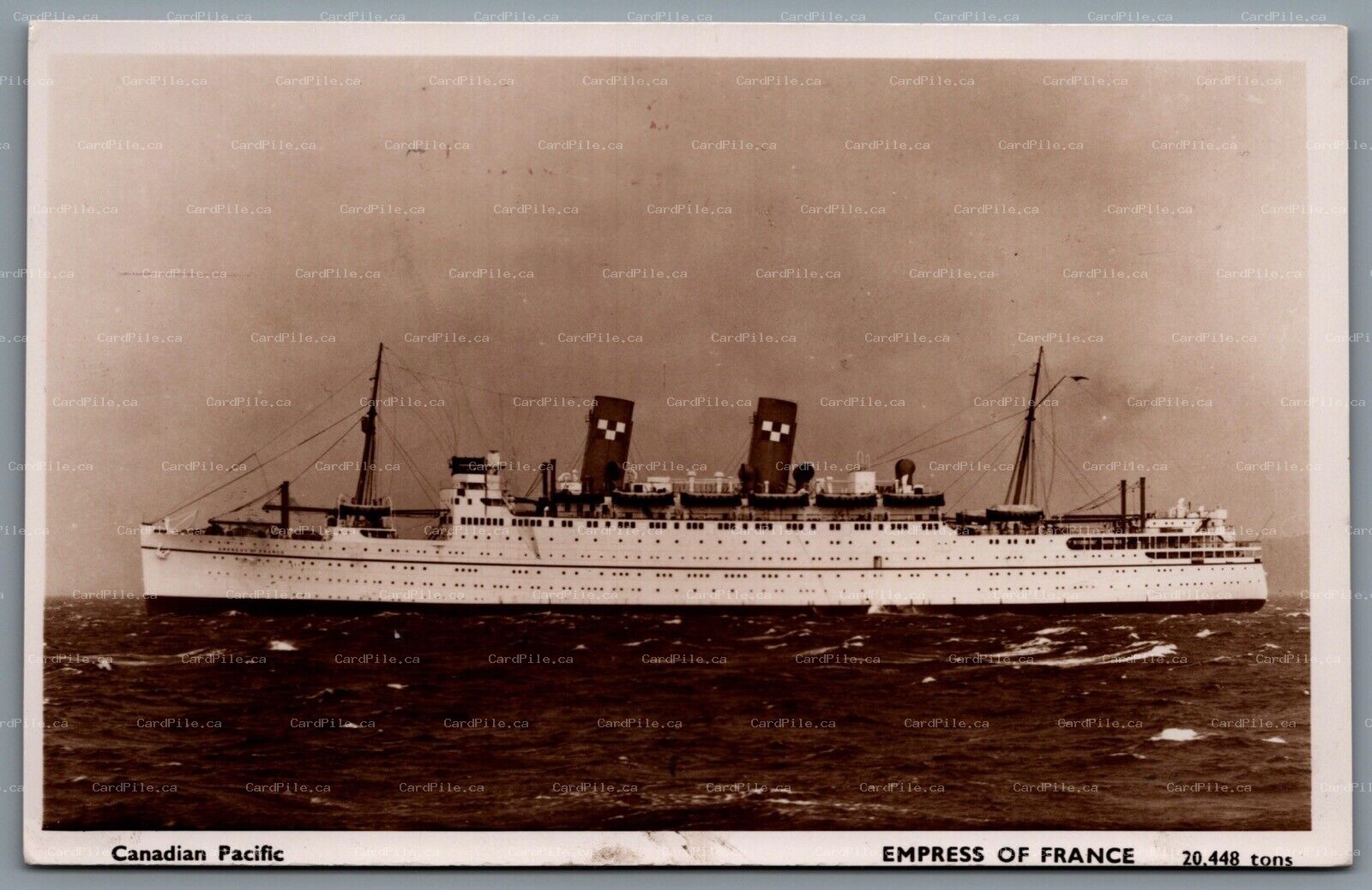 Postcard RPPC c1950s Canadian Pacific Liner Steamship Empress of France B