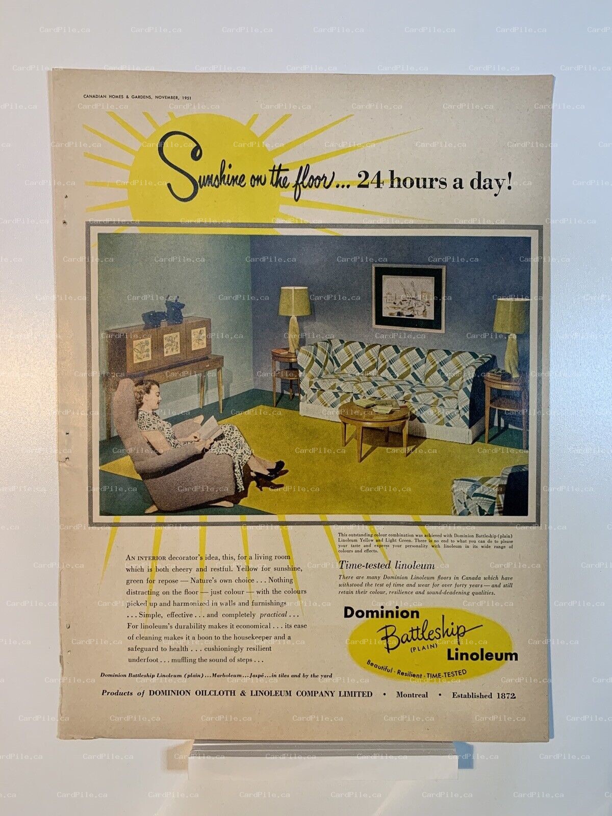 1951 Dominion Battleship Linoleum - Imperial Furniture - Magazine Ad
