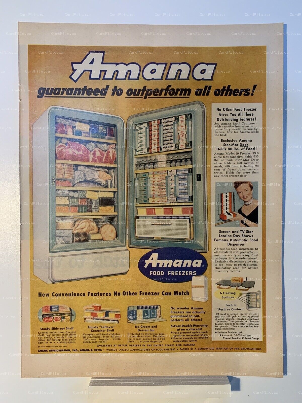 1955 Amana Food Freezers - Calvert Whiskey - Magazine Ad