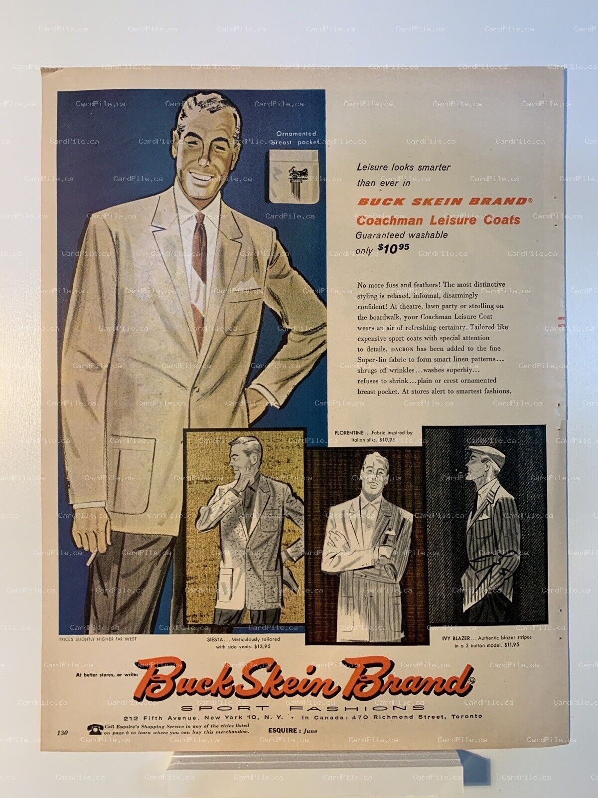 1956 Buck Skein Brand - Jockey Cooper's Socks - Esquire - Magazine Ad