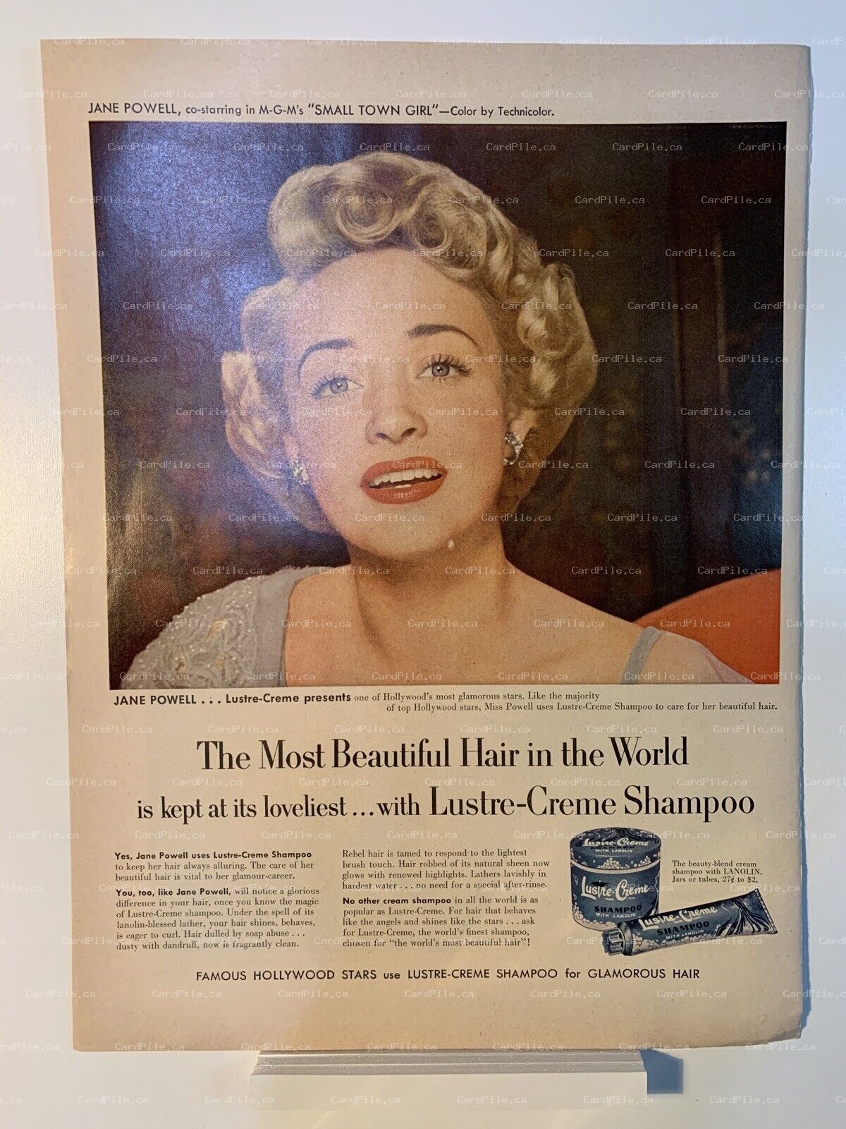 1953 Jane Powell Lustre Creme Shampoo - Small Town Girl - Magazine Ad 