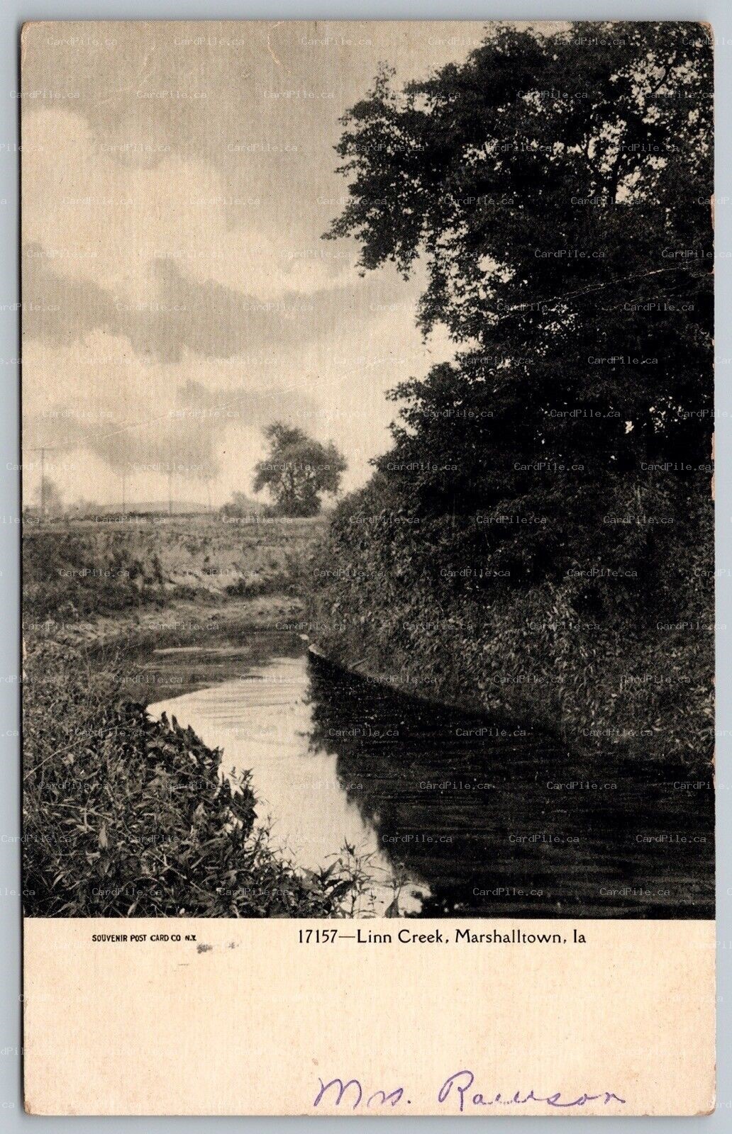 Postcard Marshalltown Iowa c1907 Linn Creek Marshall County CDS Flag Cancel