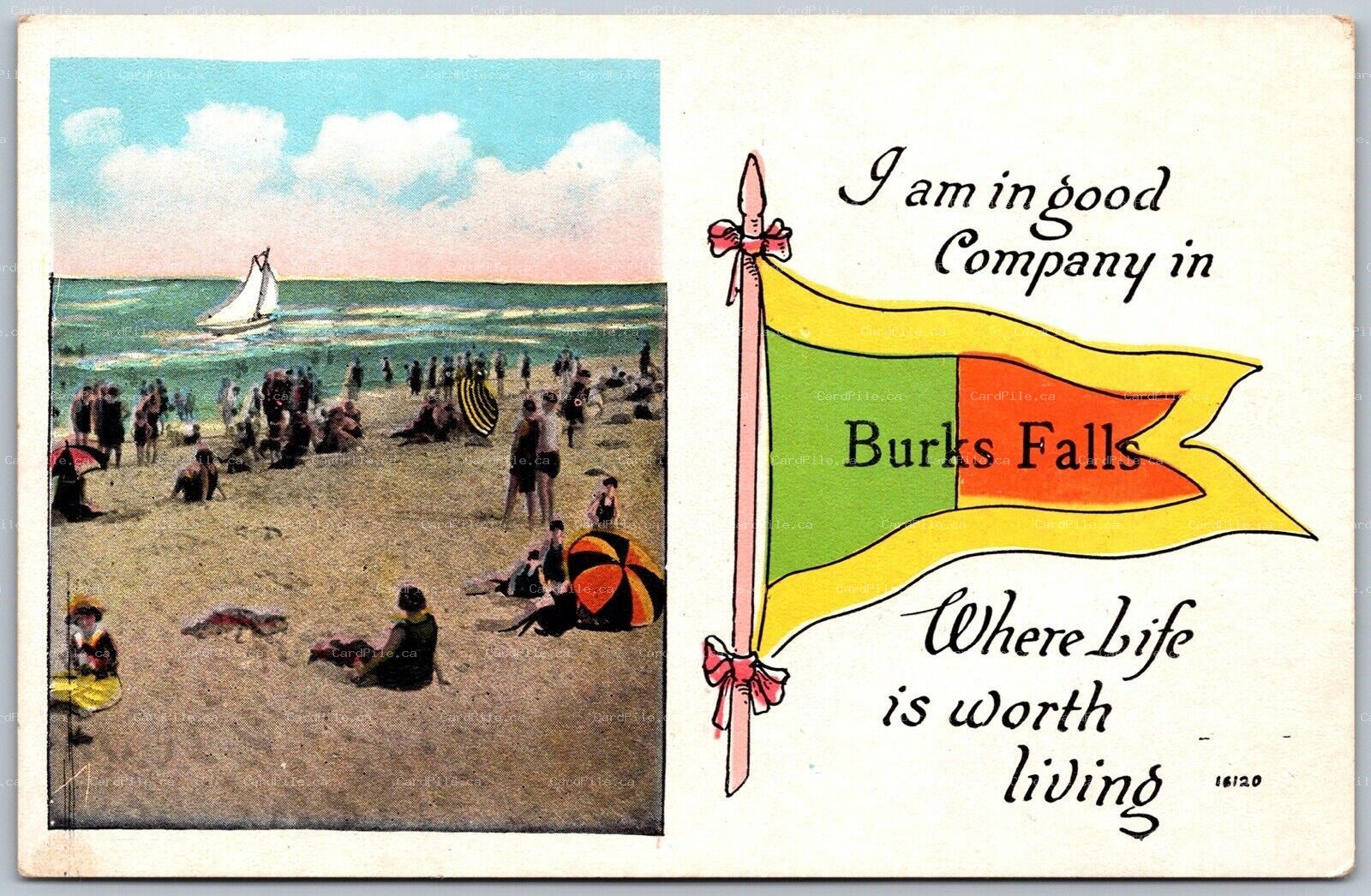 Postcard c1920s I am In Good Company In Burk’s Falls Ontario Pennant PSD