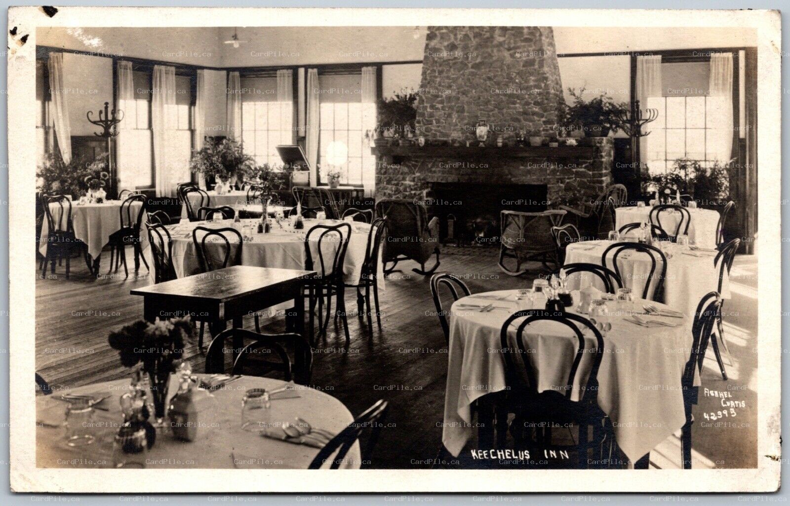 Postcard RPPC 1910s Keechelus Lake WA Interior View Dining Room by Asahel Curtis