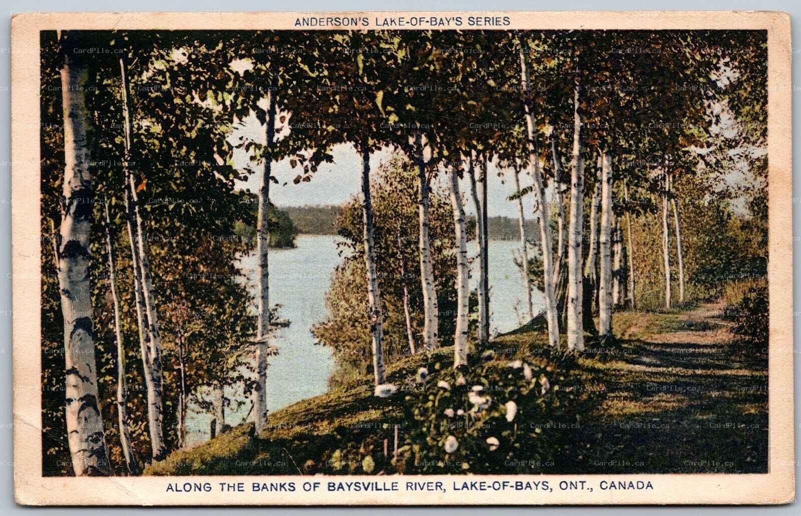 Postcard Lake of Bays Ontario c1929 Baysville River Split Ring Cancel Andersons