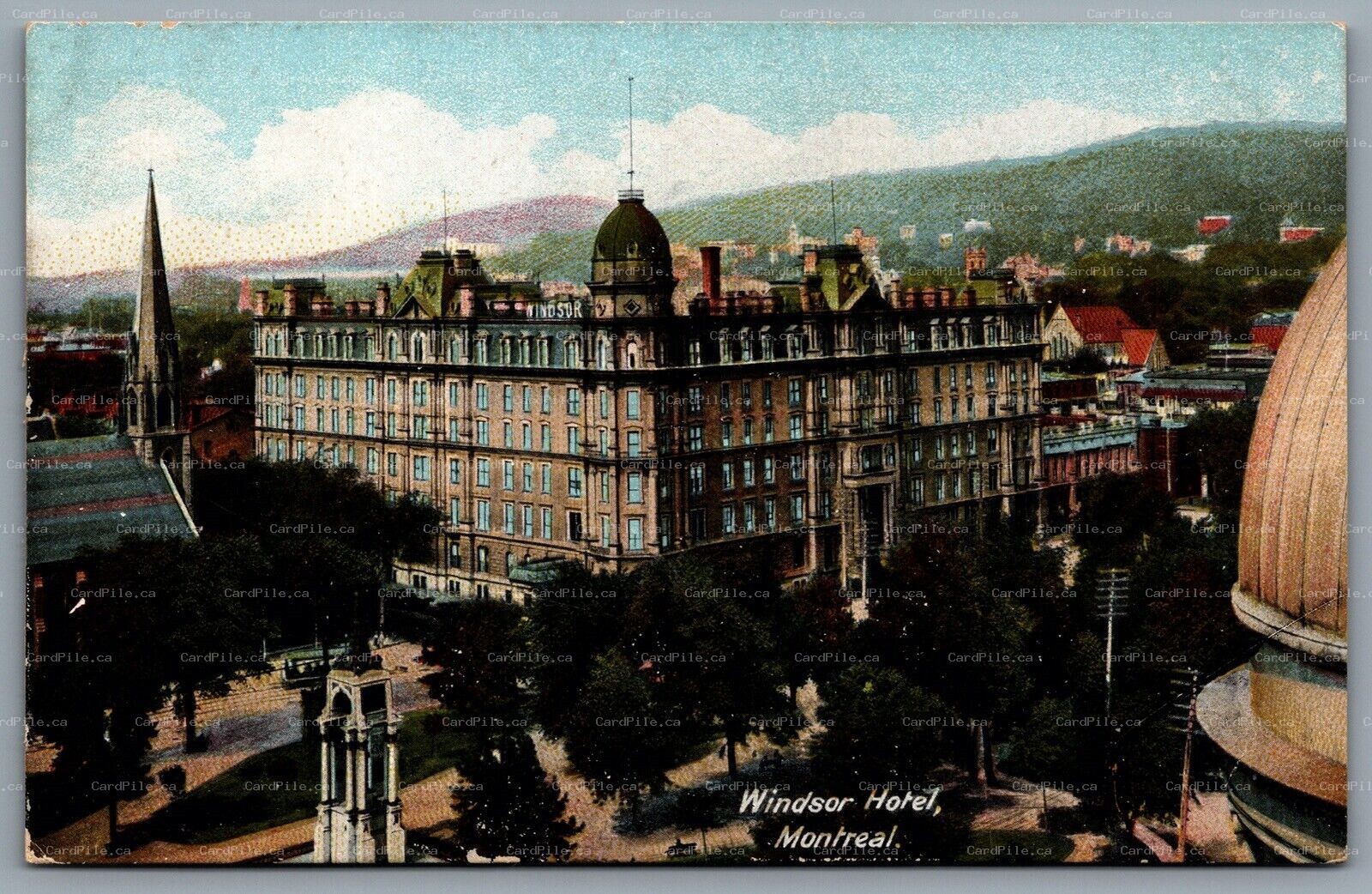 Postcard Montreal Quebec c1905 Windsor Hotel Bieds Eye View Now Le Windsor