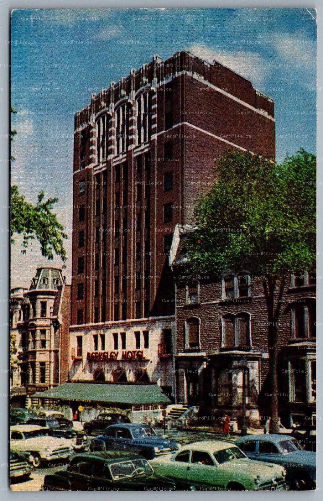 Postcard Montreal Quebec c1980s The Berkeley Hotel Defunct Maison Alcan Old Cars