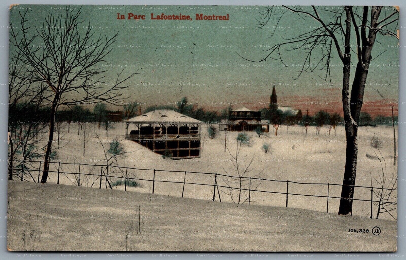 Postcard Montreal Quebec c1910s In Parc Lafontaine Winter Scene