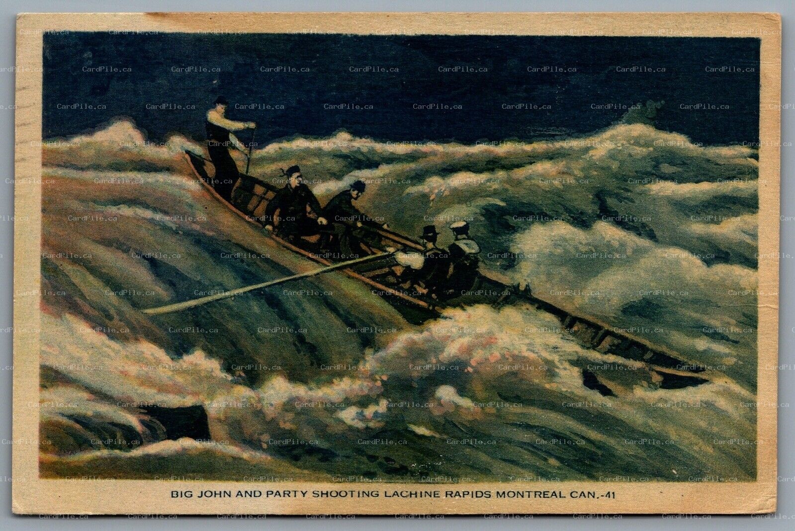 Postcard Montreal Quebec c1932 Big John And Party Shooting Lachine Rapids CDS