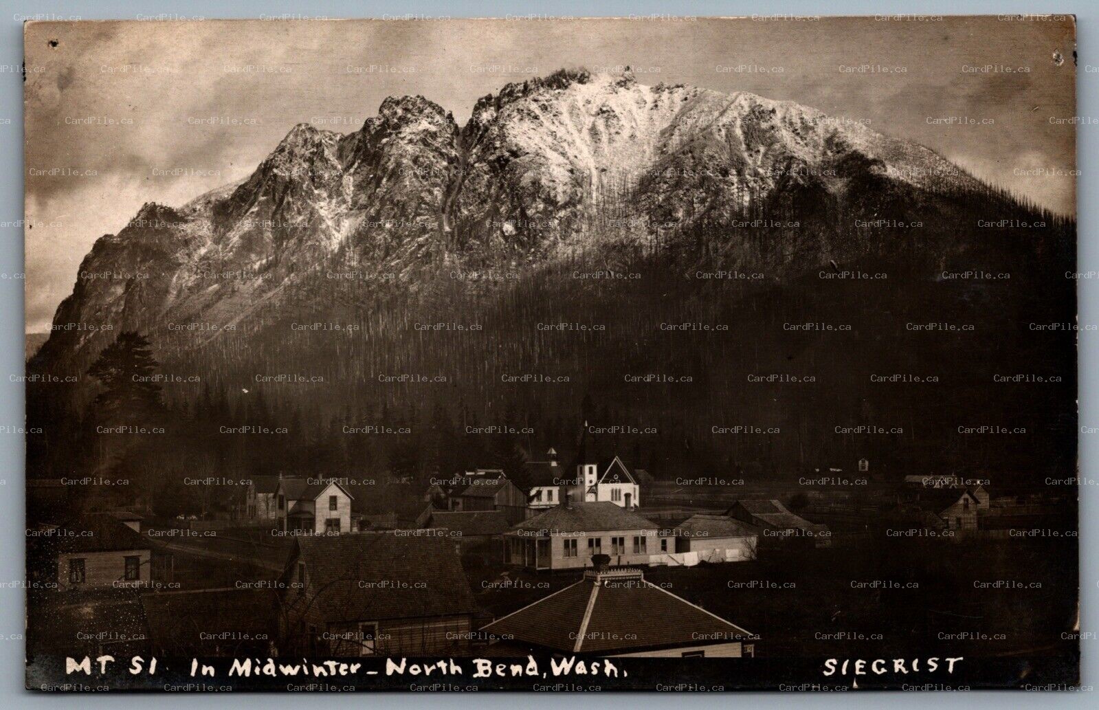 Postcard RPPC c1910s North Bend Washington Mt. Si Midwinter Scene Siegrist Photo