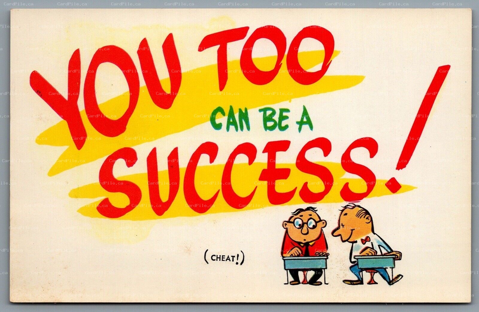Postcard Funny c1950s You Too Can Be a Success! Cheat! Cheating 