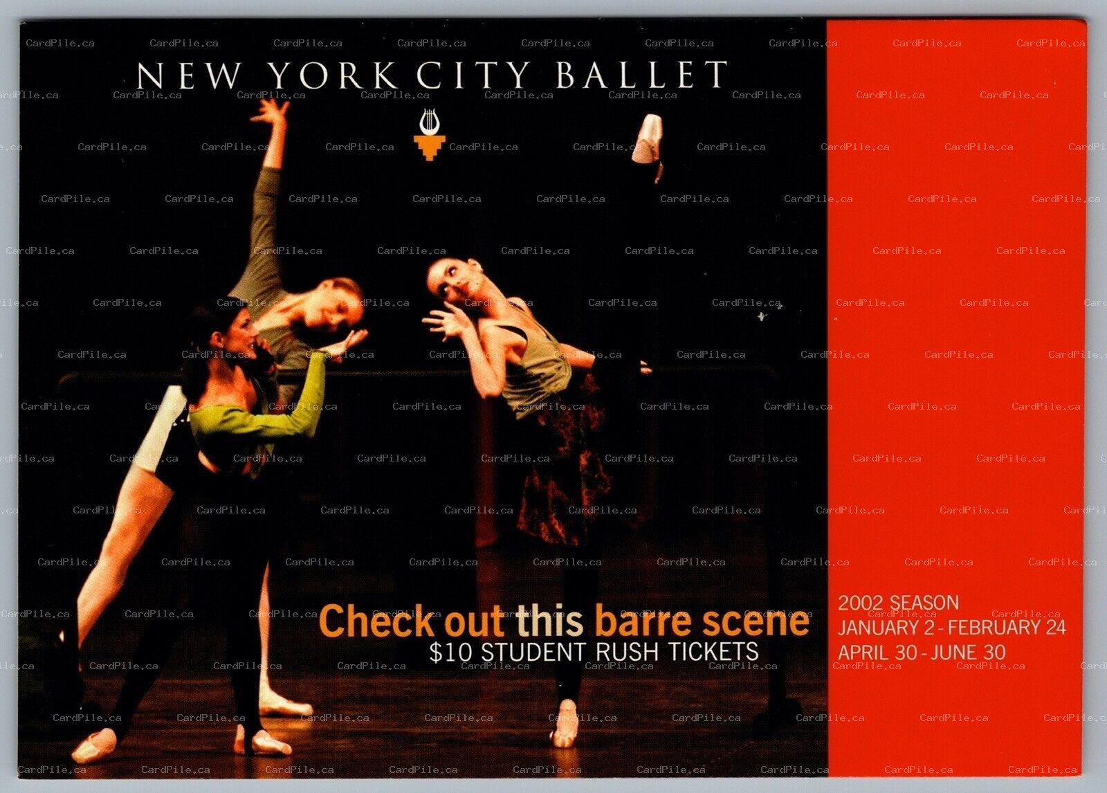 Postcard Theatre 2002 New York City Ballet Student Advertisement New York City